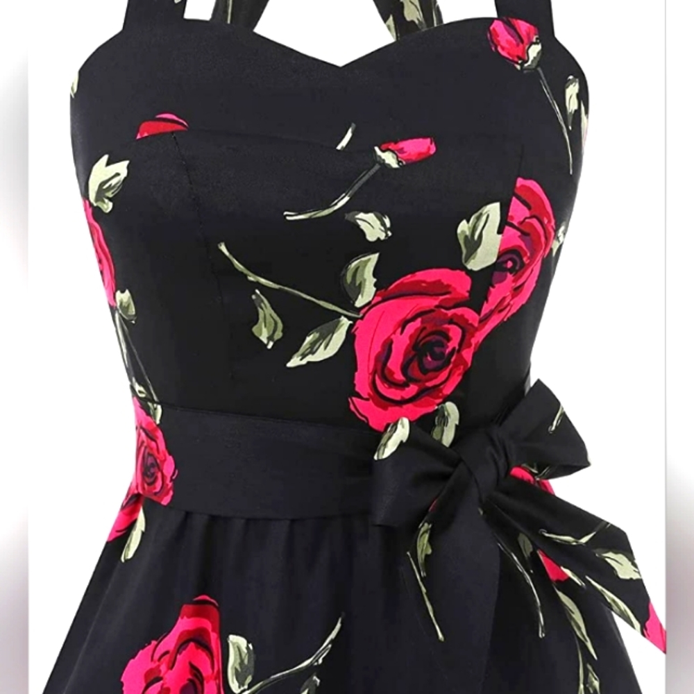 1950's style vintage cocktail swing dress - Picture 3 of 5